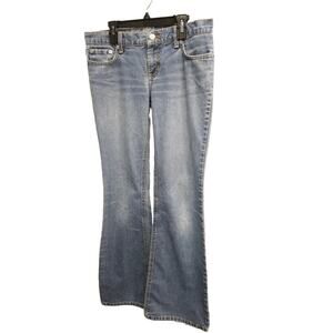 Vintage Y2k Low Rise Flared Polo Jeans Medium Blue Denim Wash Size 5/6 32L